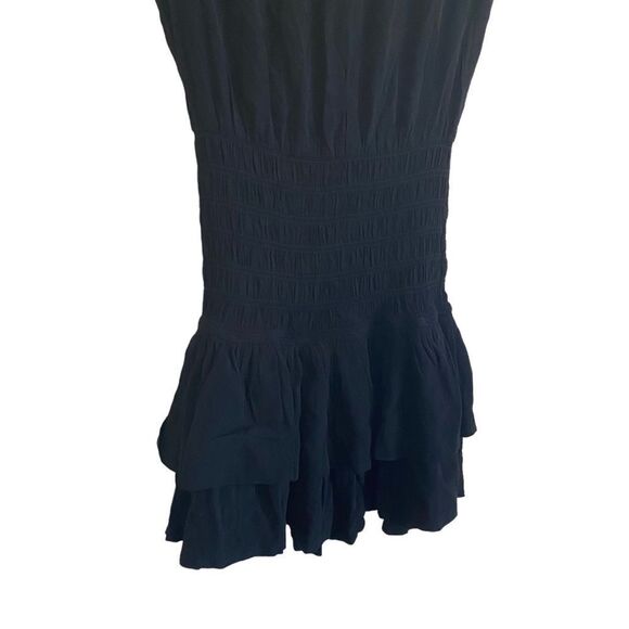 Maje Black Waist Smocked Raboa Mini Dress Maje Sz 2/Sz M (4-6) NWT - Picture 7 of 14